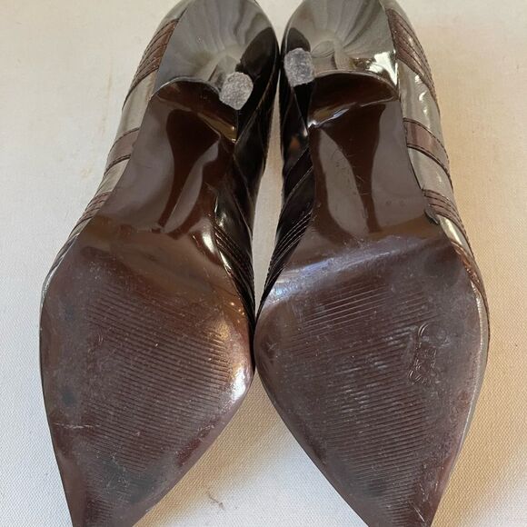 Carlos Santana Casino metallic pewter and bronze stiletto heels pointed toe SZ9M - Picture 8 of 9